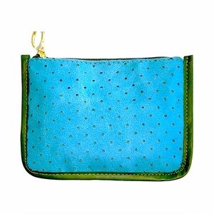 Estée Lauder Blue Perforated Cosmetic Pouch I Gold Logo Zip | NWOT